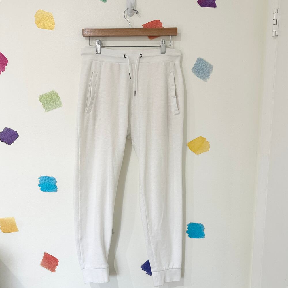 M Zara White Terrycloth High Rise Joggers
